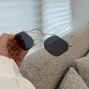 Gold Frame Black Lens Sunglasses